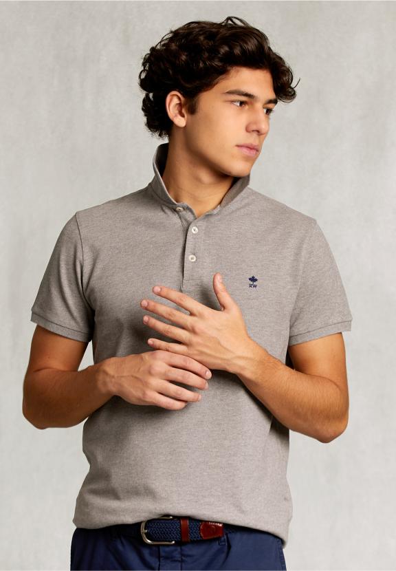 Custom Fit Pima Cotton Polo Oxford Mix - Gris