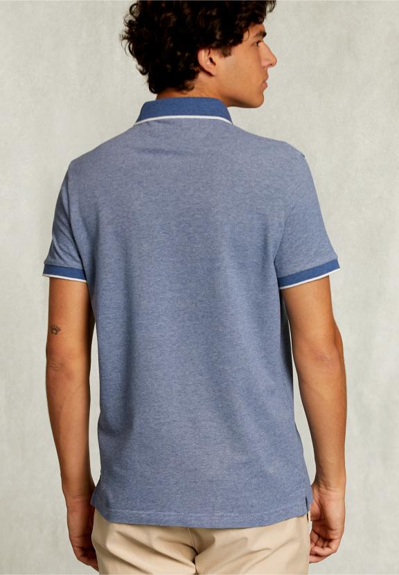 Custom Fit Cotton Polo Dark Mombasa Mix - Blauw