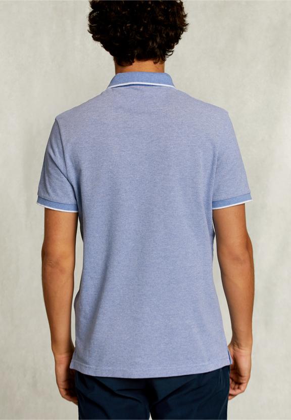 Custom Fit Cotton Polo Dark Palazzo Mix - Blauw