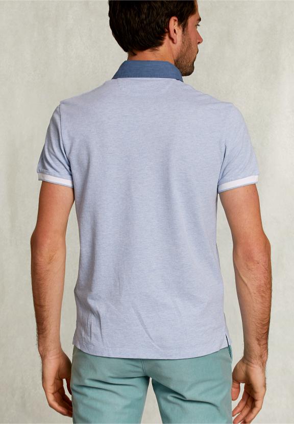 Custom Fit Cotton Polo Seawater Mix - Blauw