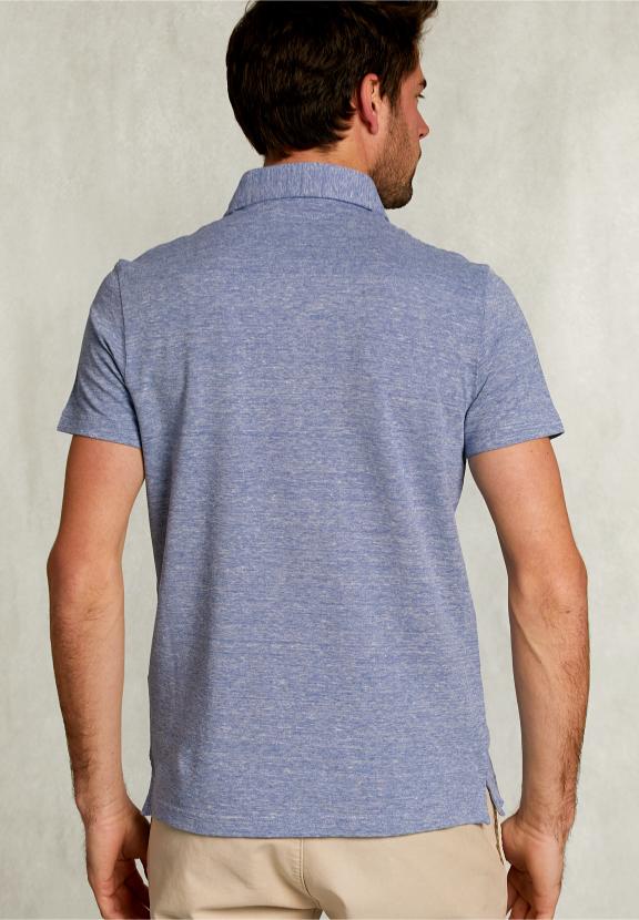 Custom Fit Cotton Polo Anon Blue Mix - Blauw