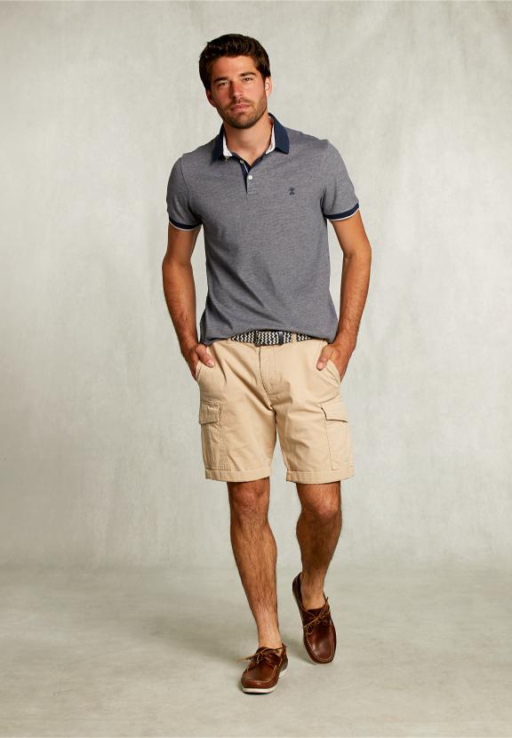 Custom Fit Cotton Polo Indian Ocean Mix - Blauw