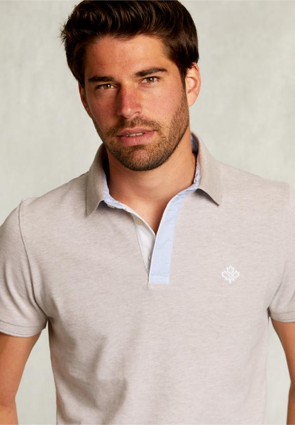 Custom Fit Cotton Polo Lt Desert Mix - Beige