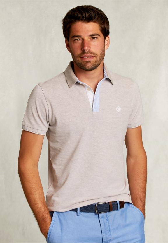 Custom Fit Cotton Polo Lt Desert Mix - Beige