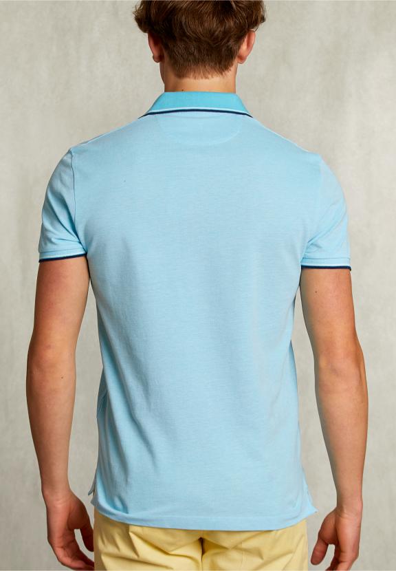 Custom Fit Cotton Polo Bora Bora - Blauw