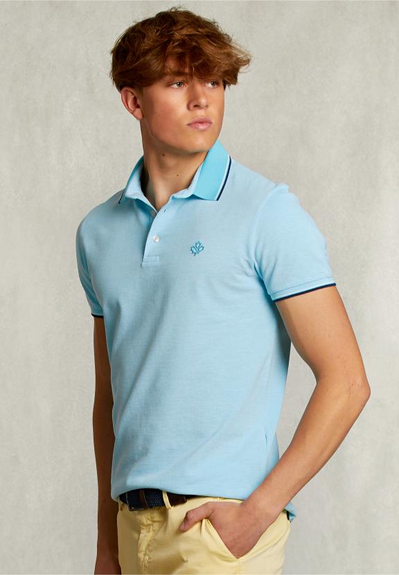 Custom Fit Cotton Polo Bora Bora - Blauw
