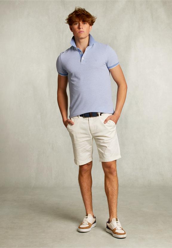 Custom Fit Cotton Polo Blue Gin Mix - Bleu
