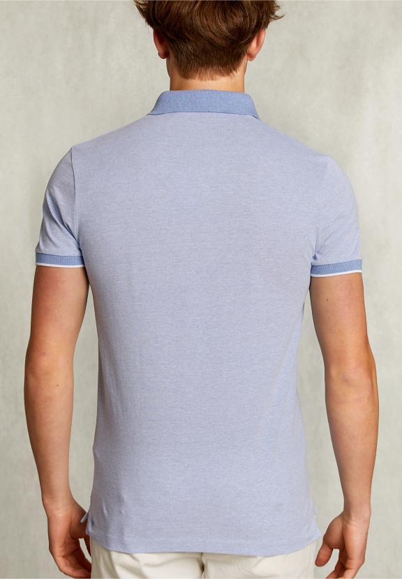 Custom Fit Cotton Polo Blue Gin Mix - Bleu