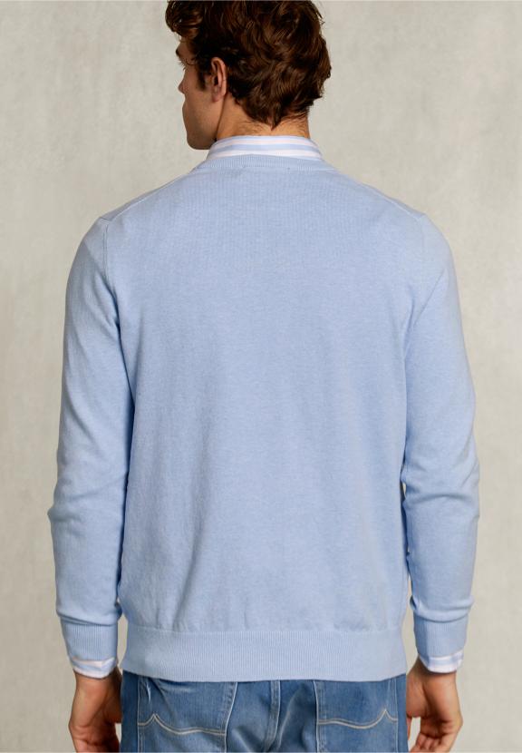 Normal Fit Basic Cotton Crew Neck Pullover Ice Queen Mix - Blauw
