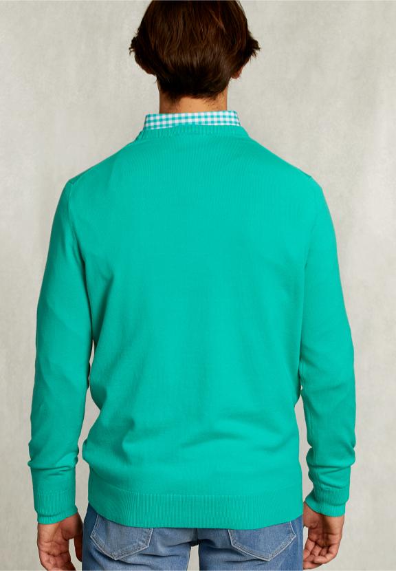 Normal Fit Basic Cotton Crew Neck Pullover Moscow Mule - Groen