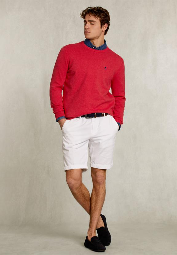 Normal Fit Basic Cotton Crew Neck Pullover Punch Mix - Oranje