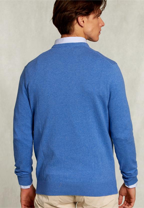 Normal Fit Basic Cotton V-Neck Pullover Bluetiful Mix - Blauw