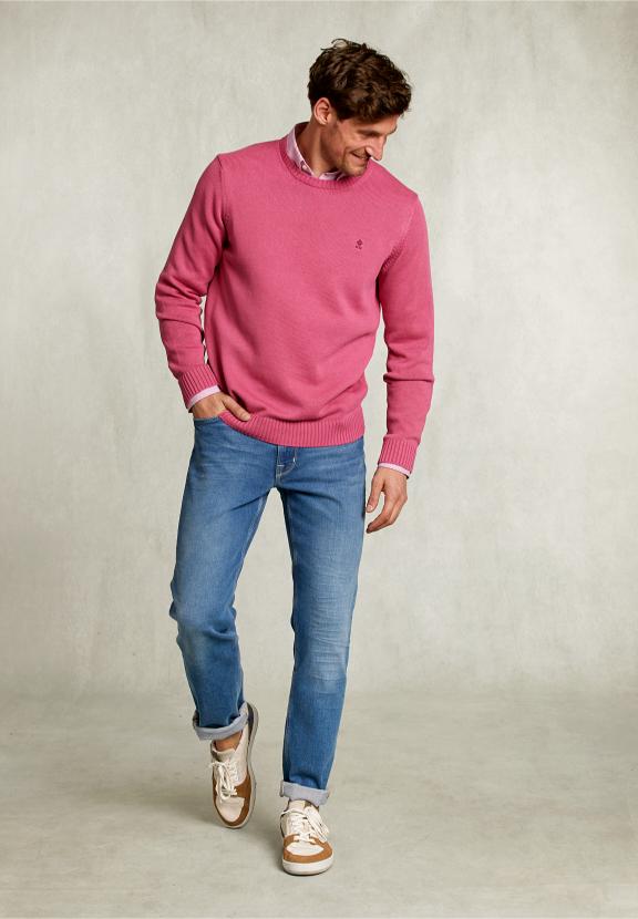 Custom Fit Soft Cotton Sweater Amaranth - Roze