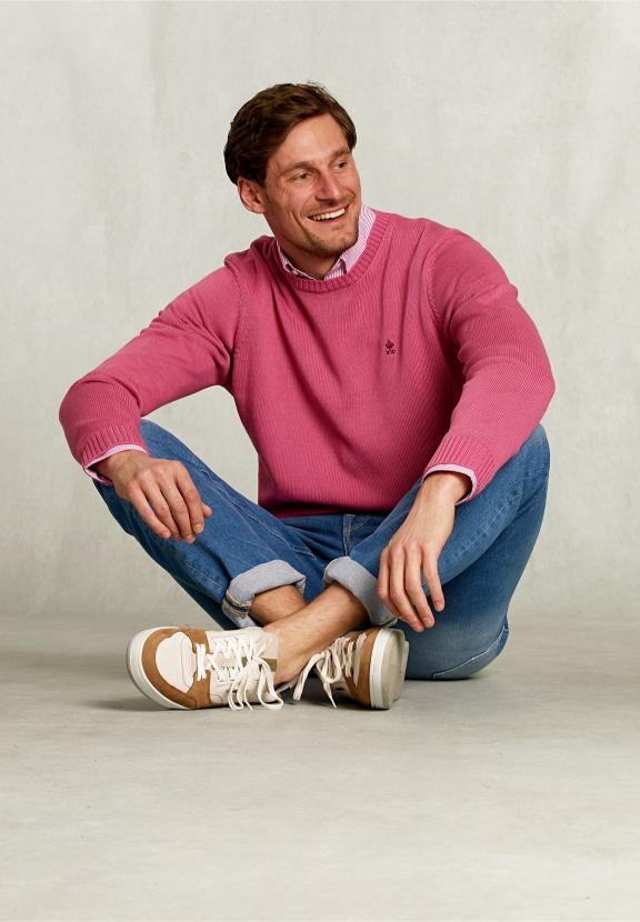 Custom Fit Soft Cotton Sweater Amaranth - Roze