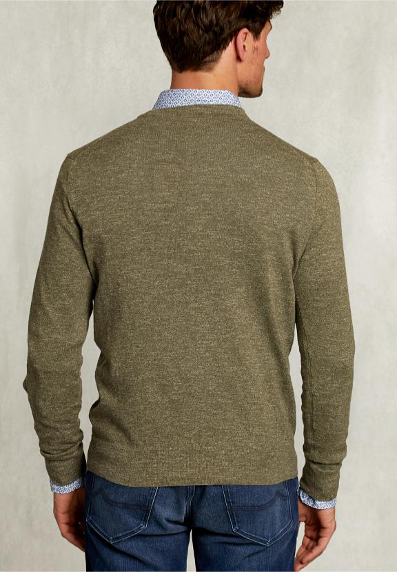 Custom Fit Cotton-Linen Sweater Savanna - Khaki