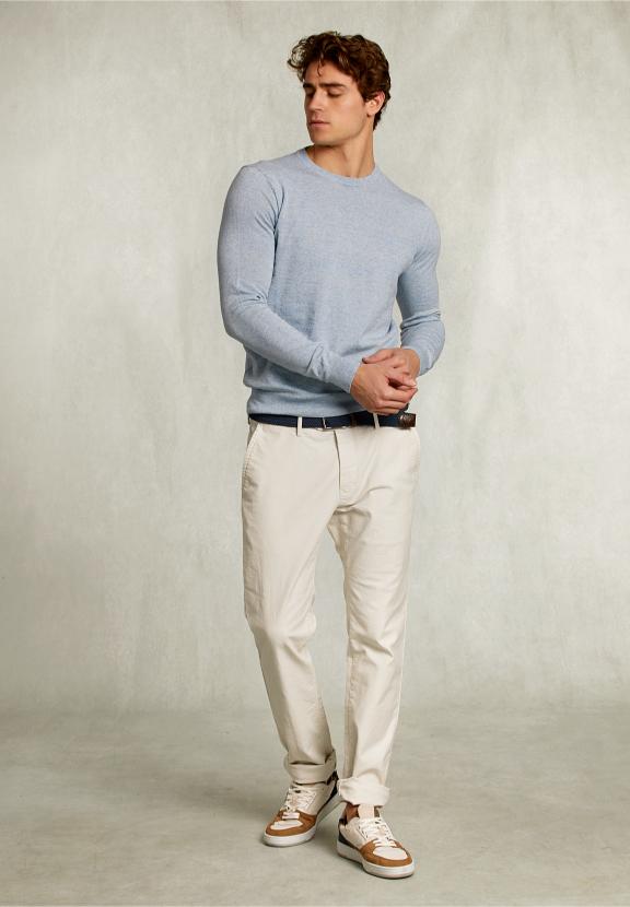 Custom Fit Cotton-Linen Sweater Victoria - Blauw