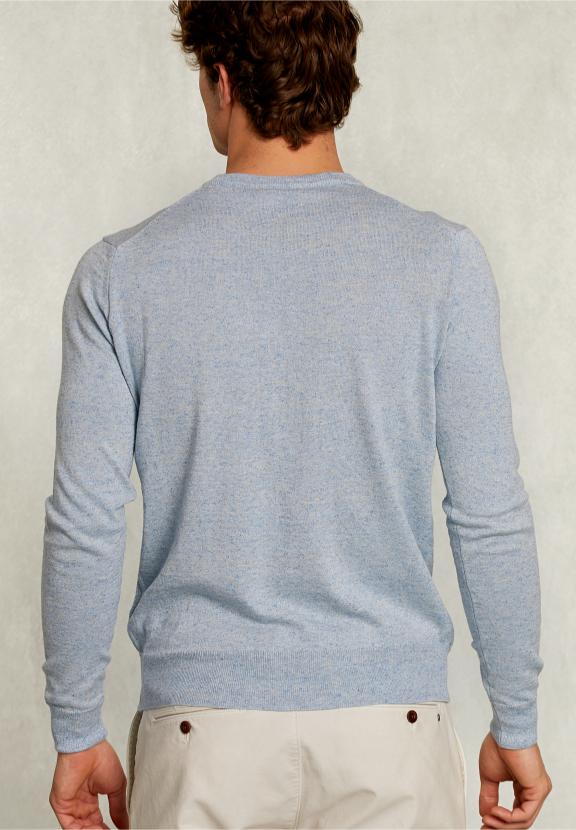 Custom Fit Cotton-Linen Sweater Victoria - Blauw