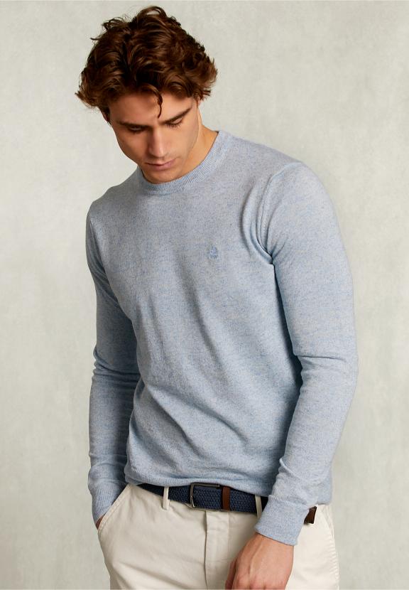 Custom Fit Cotton-Linen Sweater Victoria - Blauw
