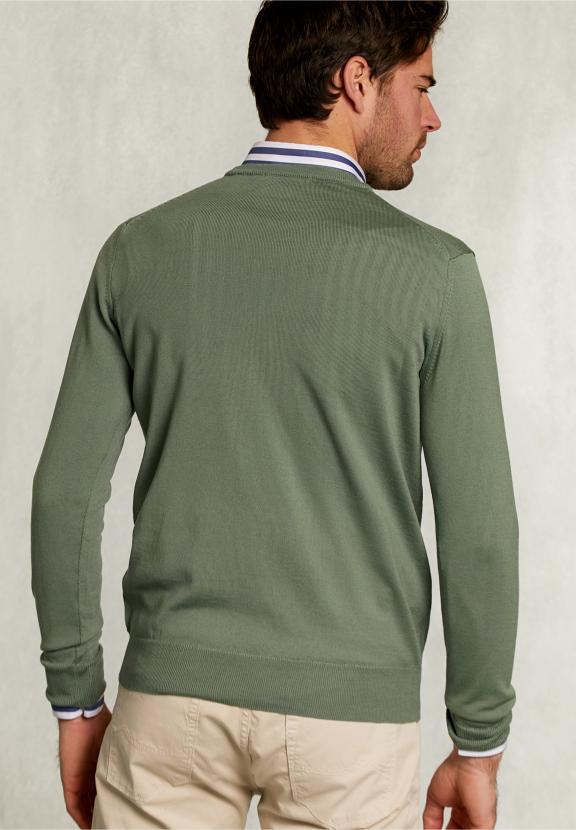 Custom Fit Merino Crew Neck Pullover Equator - Khaki