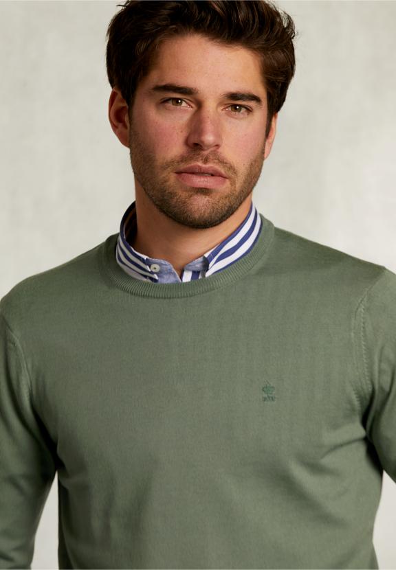 Custom Fit Merino Crew Neck Pullover Equator - Khaki