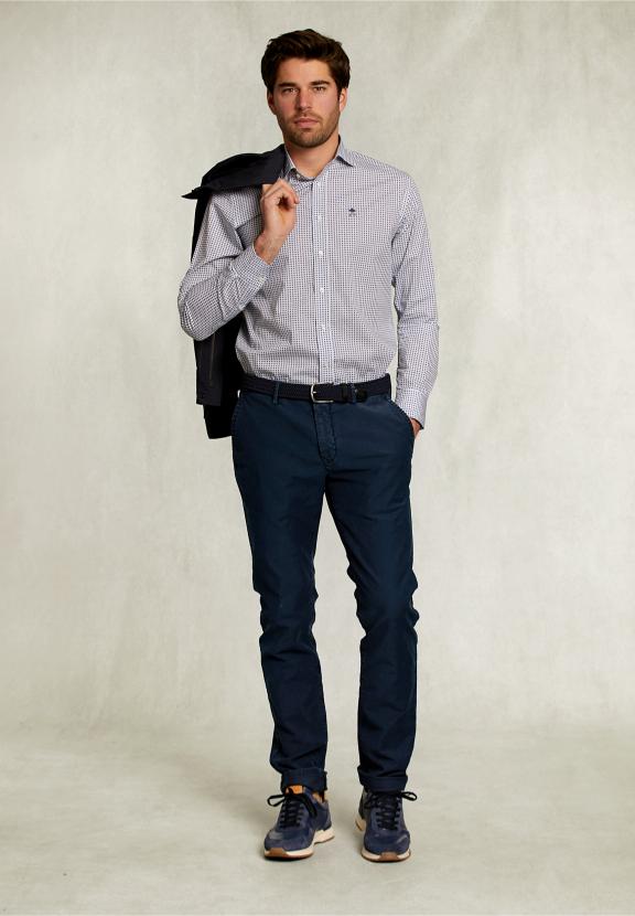 Custom Fit Dotted Shirt Multi - Blauw