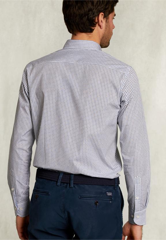 Custom Fit Dotted Shirt Multi - Blauw