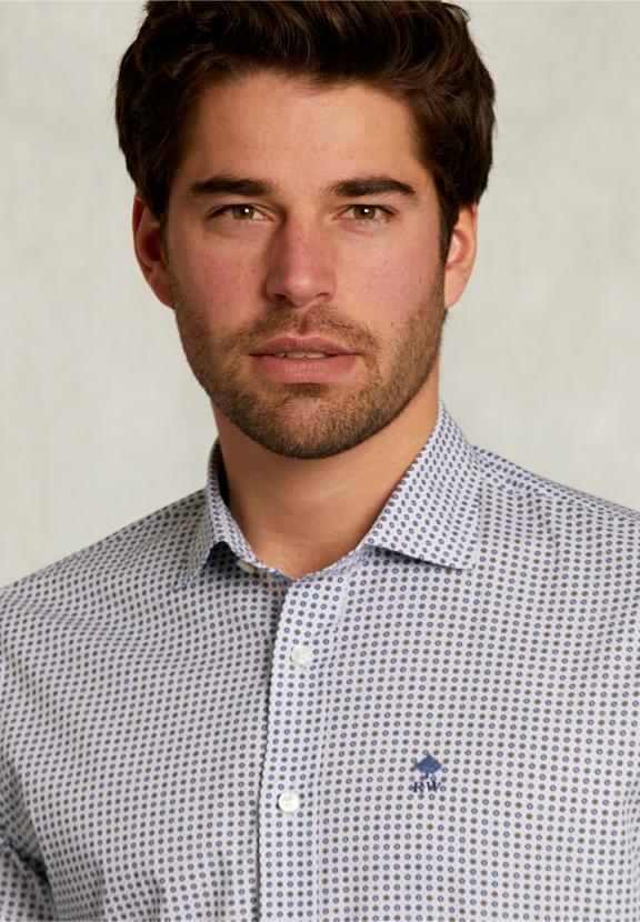 Custom Fit Dotted Shirt Multi - Blauw