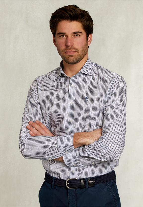 Custom Fit Dotted Shirt Multi - Blauw