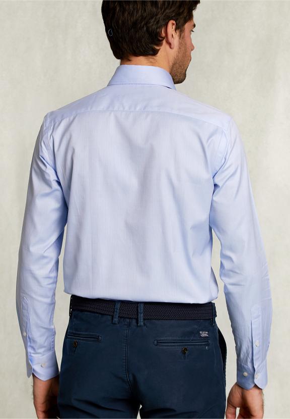 Custom Fit Uni Shirt Blue - Wit