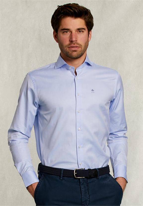 Custom Fit Uni Shirt Blue - Wit