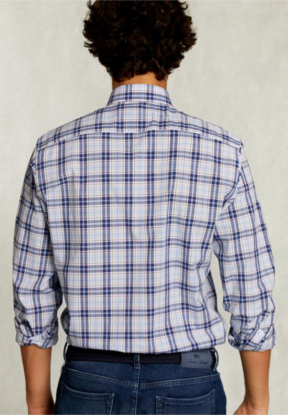 Custom Fit Checked Shirt - Blauw