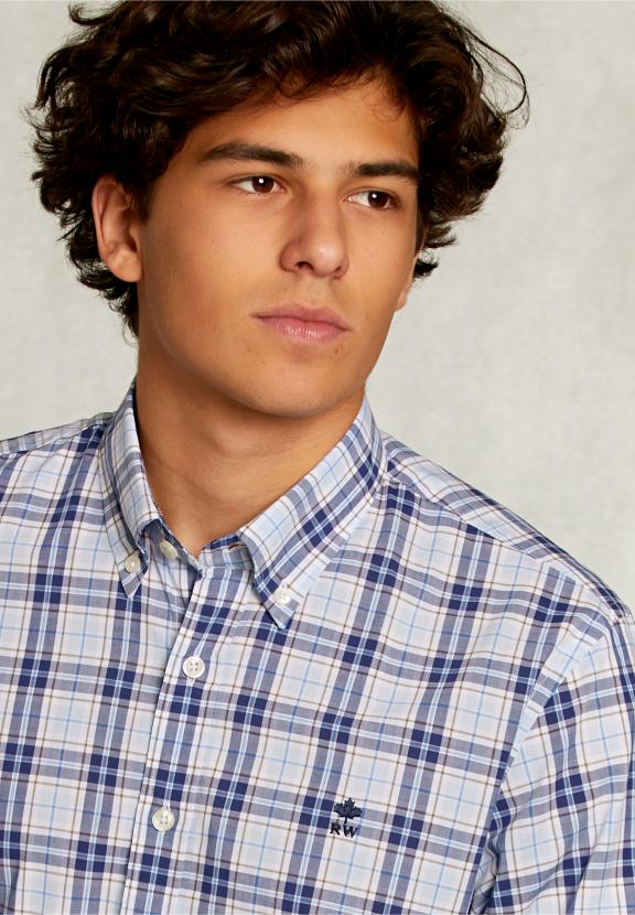 Custom Fit Checked Shirt - Blauw