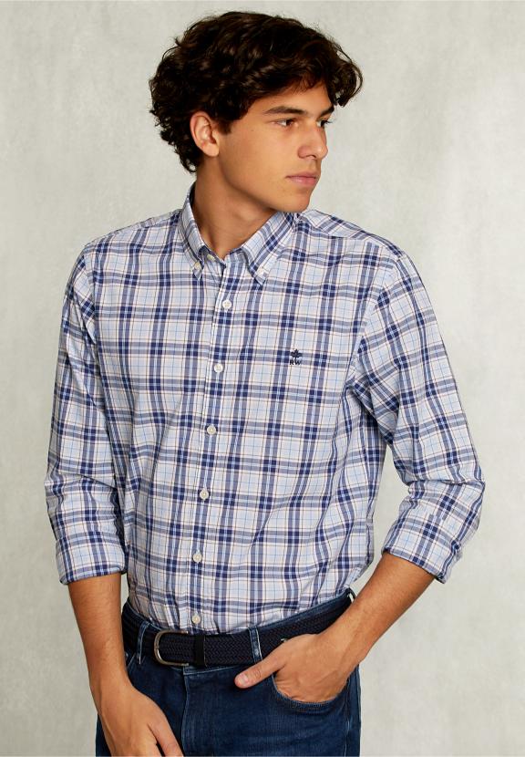 Custom Fit Checked Shirt - Blauw
