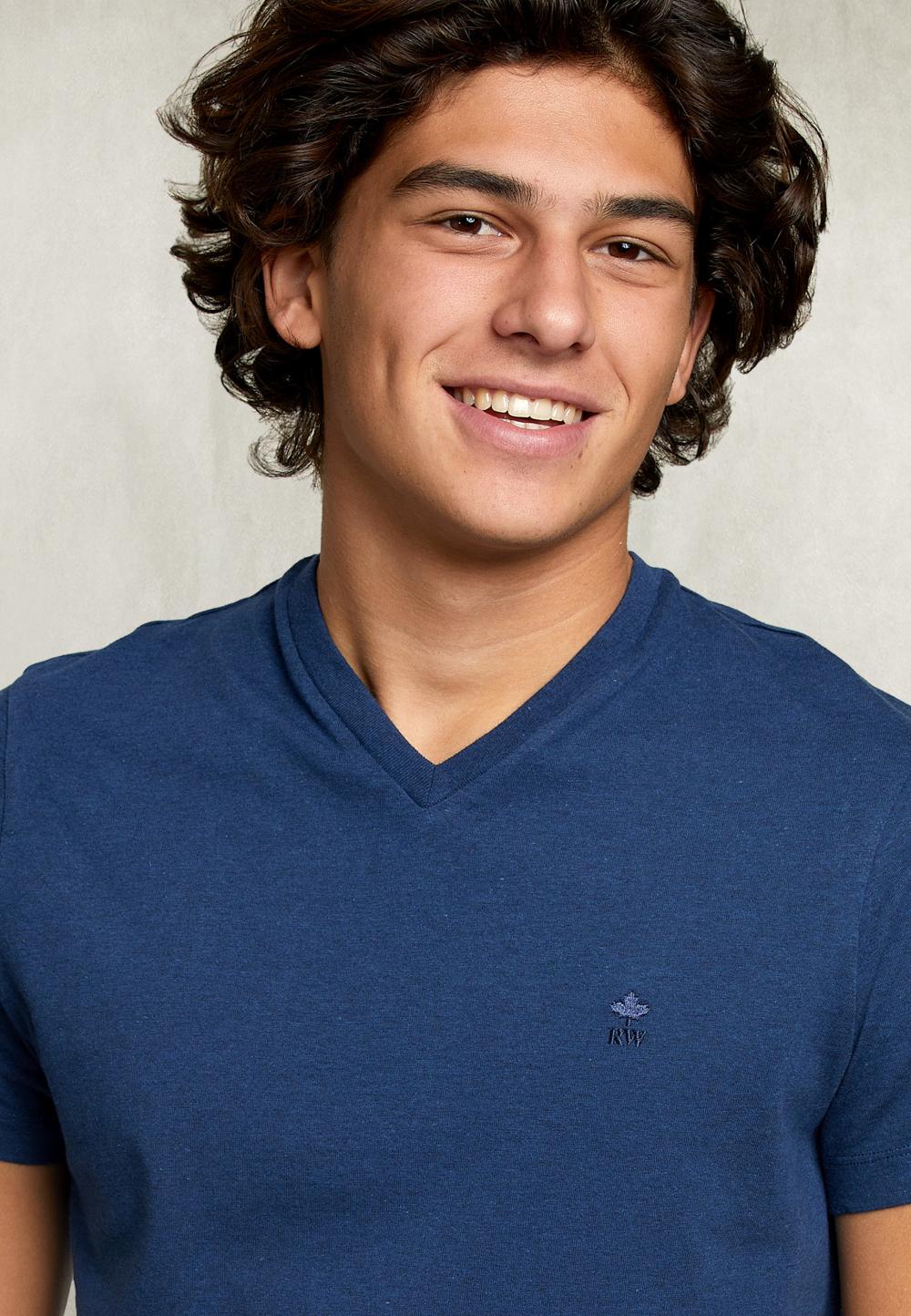 Slim Fit Pima Cotton T-Shirt Deep Blue Mix - Blauw