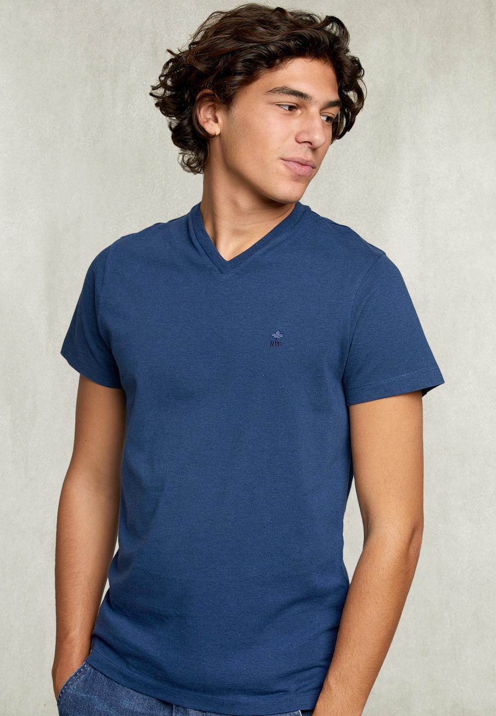 Slim Fit Pima Cotton T-Shirt Deep Blue Mix - Blauw