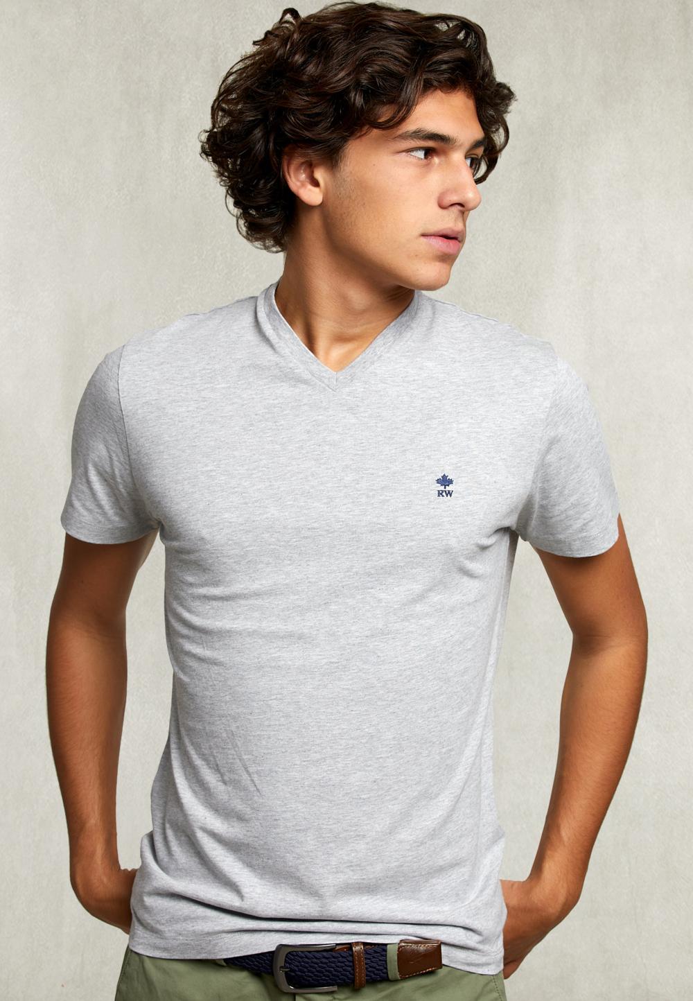 Slim Fit Pima Cotton T-Shirt Oyster Mix - Grijs