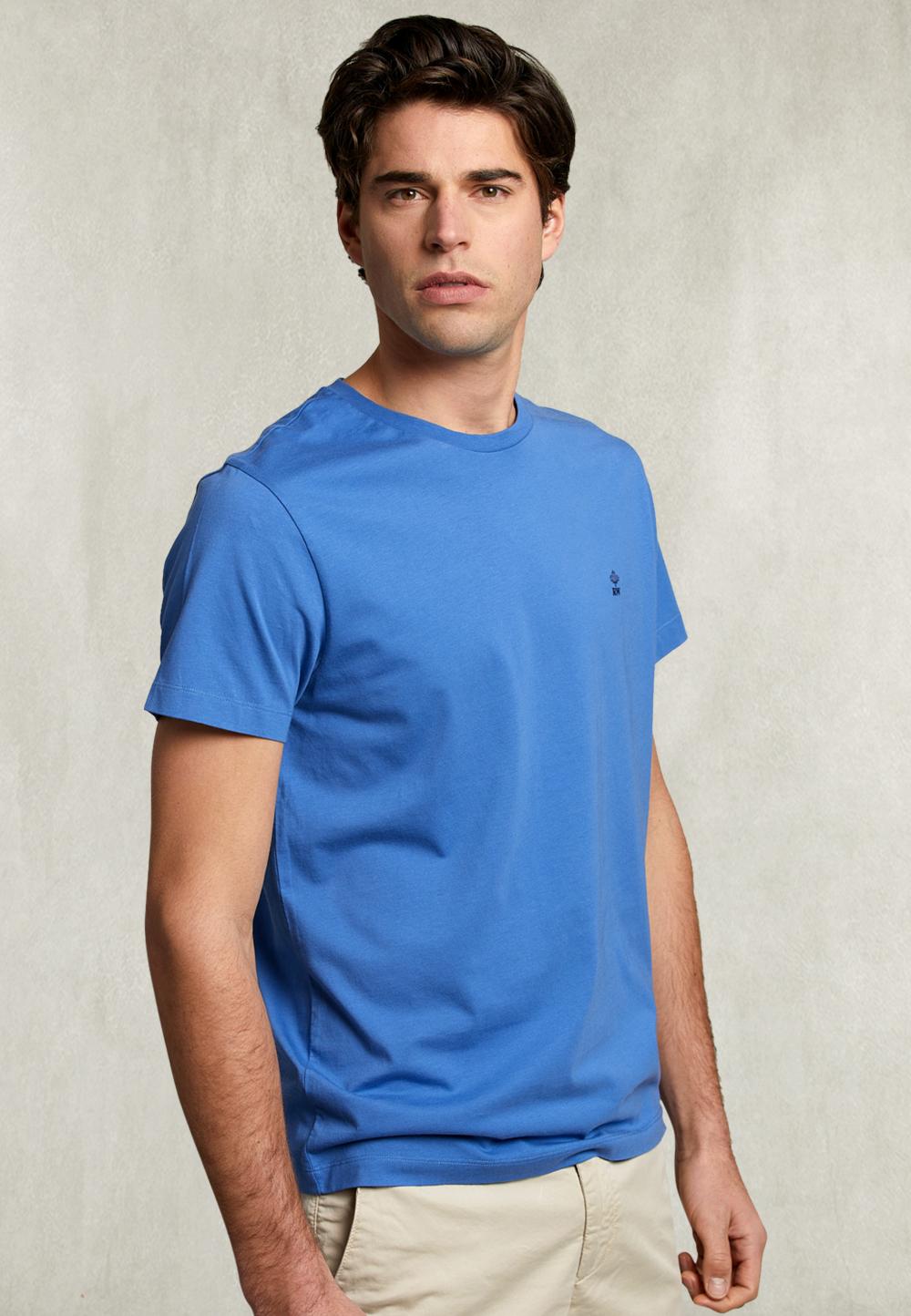 Custom Fit Pima Cotton Crew Neck T-Shirt Blue Bird - Blauw