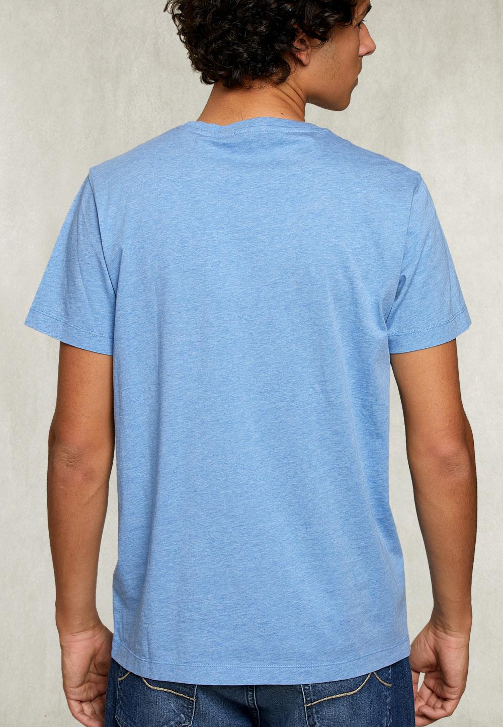 Custom Fit Pima Cotton Crew Neck T-Shirt Chambray Mix - Bleu