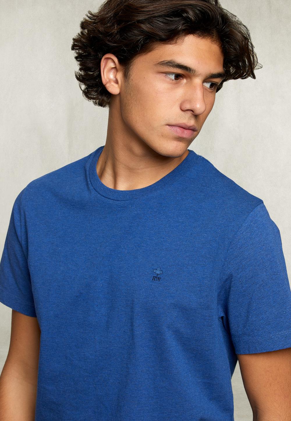 Custom Fit Pima Cotton Crew Neck T-Shirt Exotic Blue - Blauw