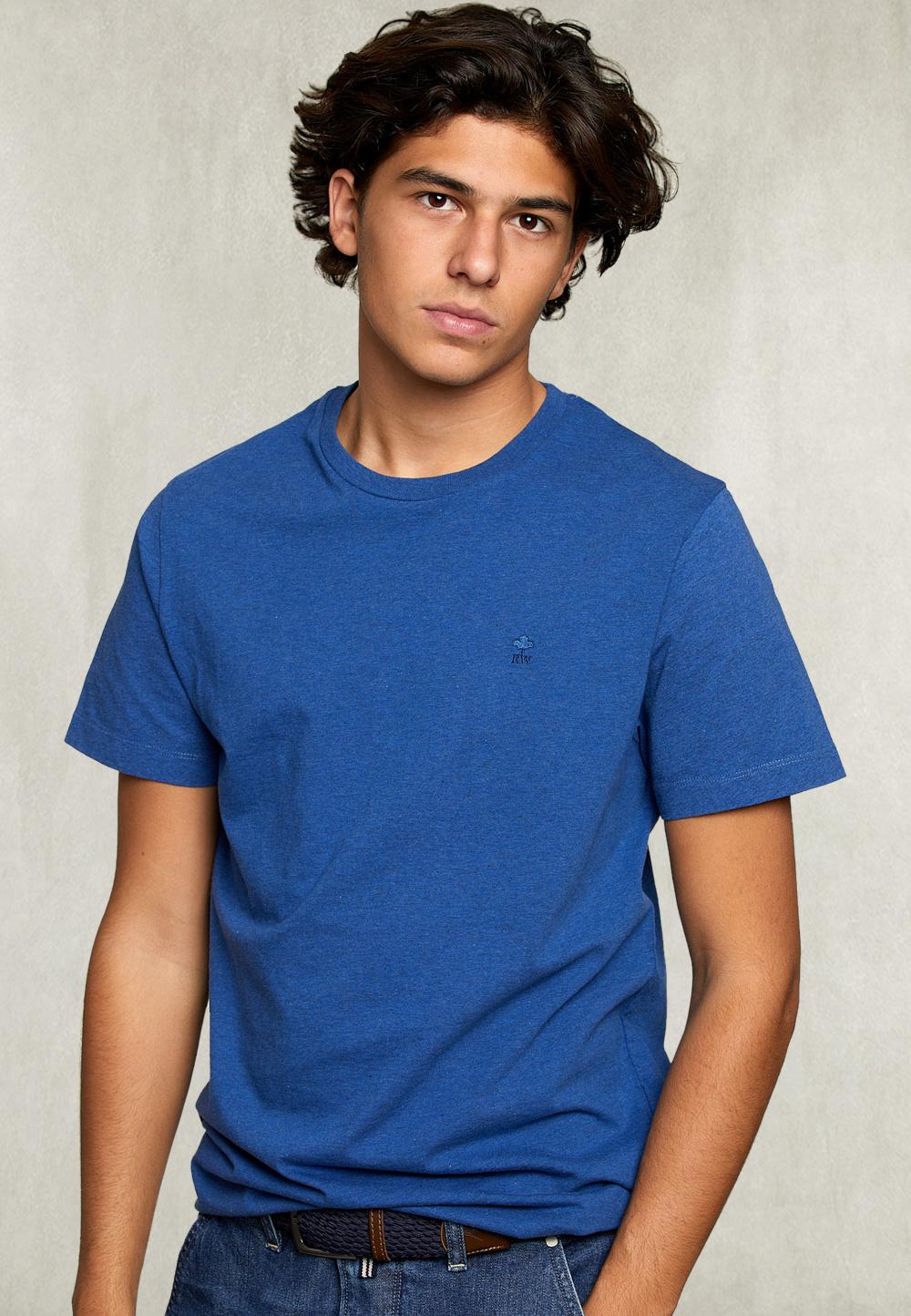 Custom Fit Pima Cotton Crew Neck T-Shirt Exotic Blue - Blauw