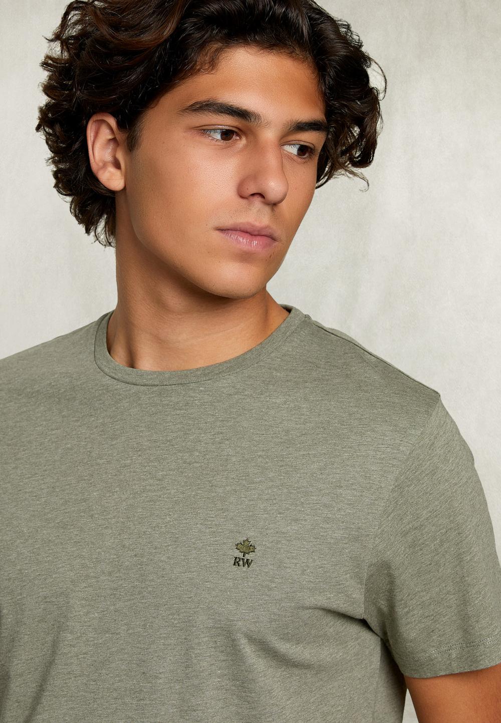 Custom Fit Pima Cotton Crew Neck T-Shirt Herb Mix - Groen