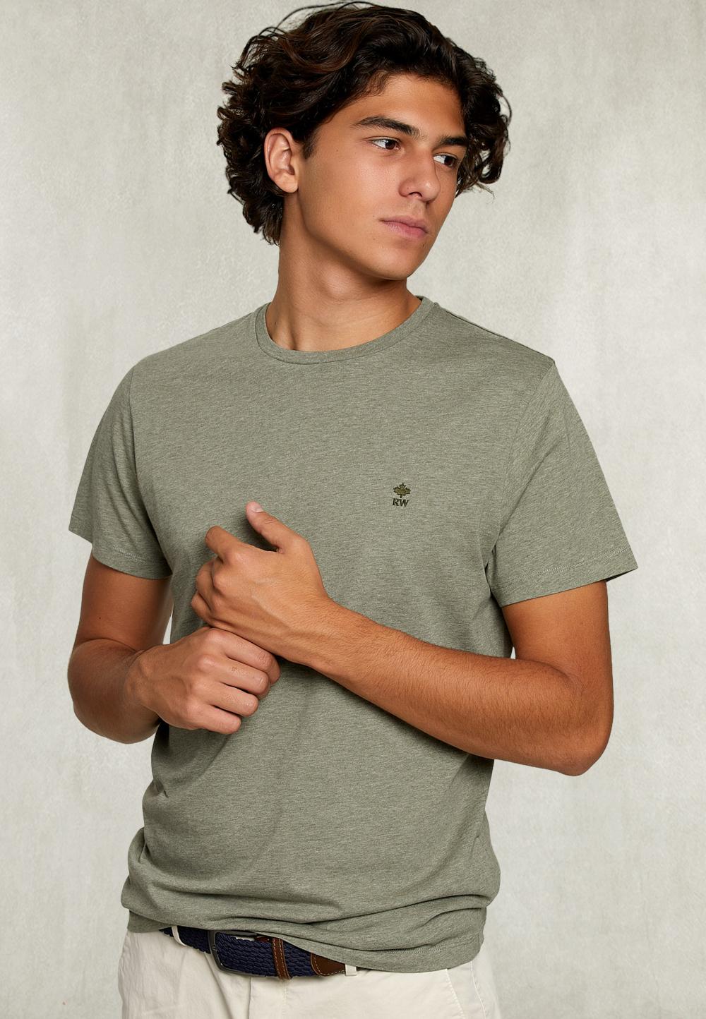 Custom Fit Pima Cotton Crew Neck T-Shirt Herb Mix - Groen