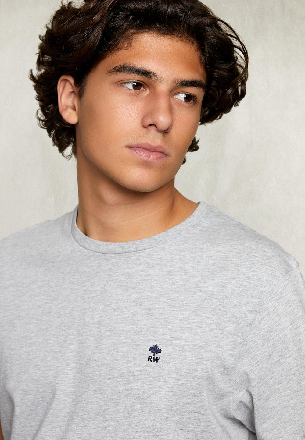 Custom Fit Pima Cotton Crew Neck T-Shirt Oyster Mix - Grijs