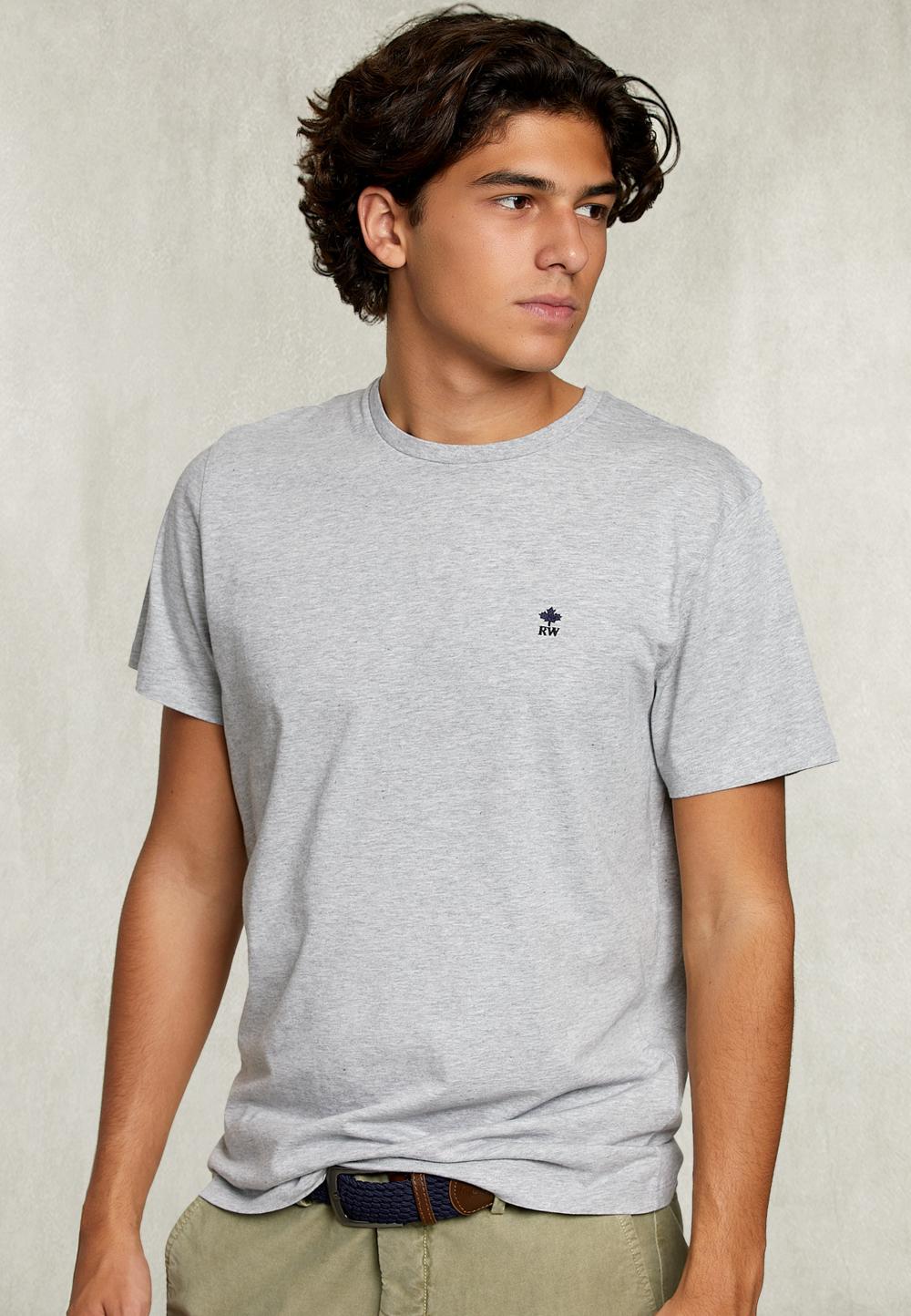 Custom Fit Pima Cotton Crew Neck T-Shirt Oyster Mix - Grijs