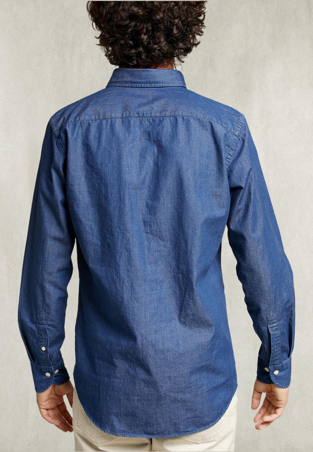 Custom Fit Denim Shirt Blue - Blauw