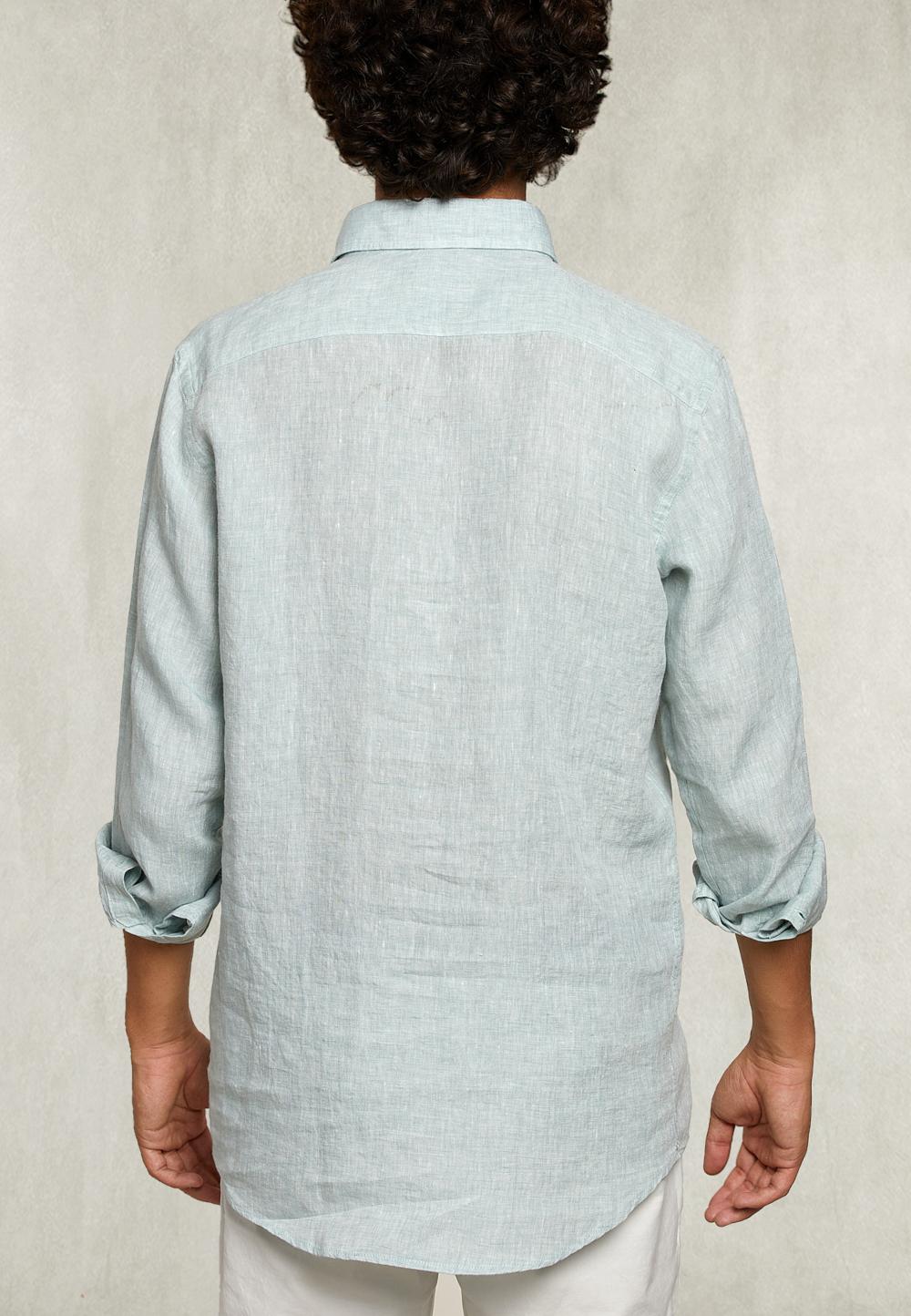 Custom Fit Linen Shirt Leek - Khaki