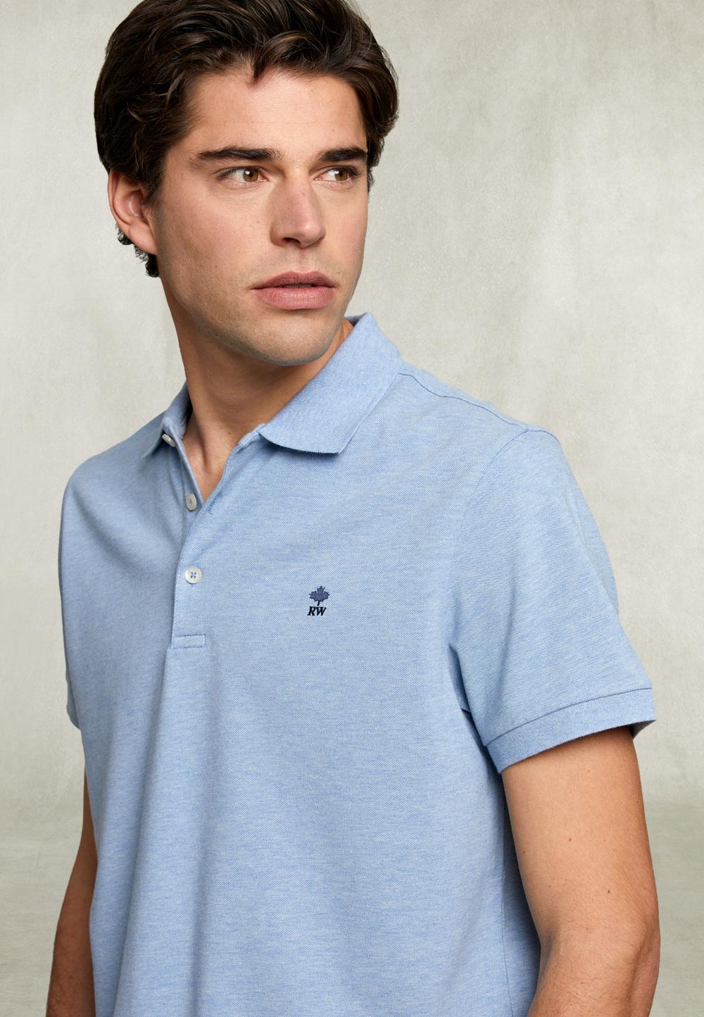 Custom Fit Pima Cotton Polo Air Mix - Blauw