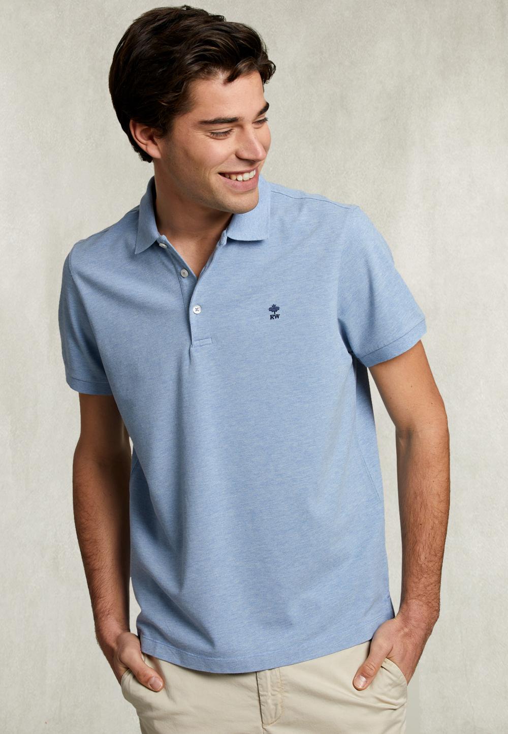 Custom Fit Pima Cotton Polo Air Mix - Blauw