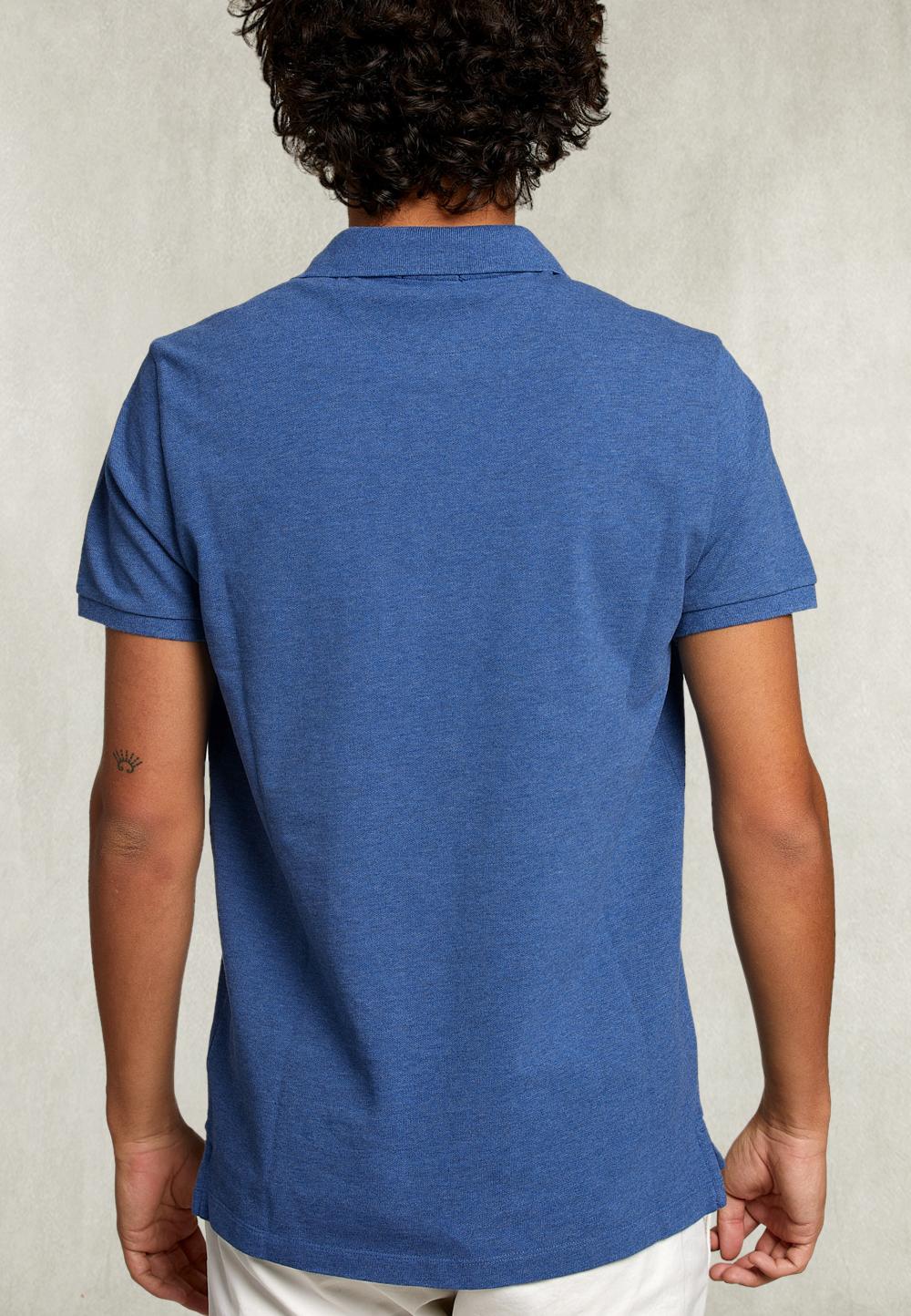 Custom Fit Pima Cotton Polo Denim Mix - Blauw