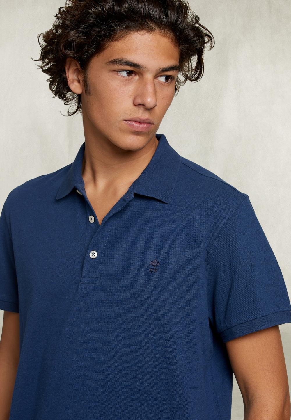 Custom Fit Pima Cotton Polo Deep Blue Mix - Blauw